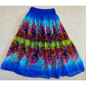 Vintage Maxi Silk Skirt Womens Large Midi Boho Dopamine Dressing